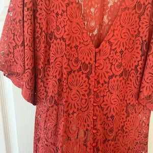 Red ochre something navy swimsuit cover up